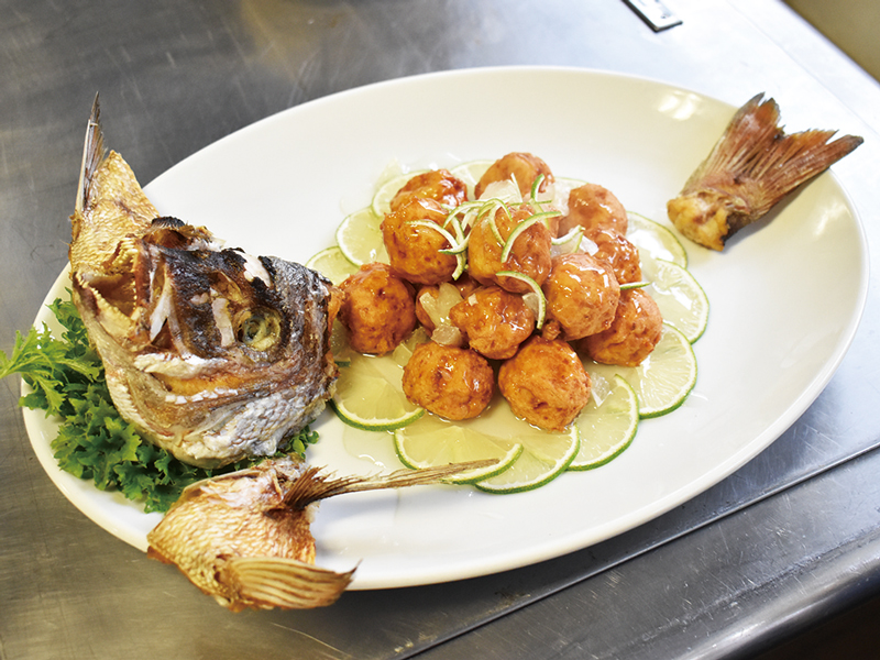 真鯛のボール揚げ 璃の香ソース